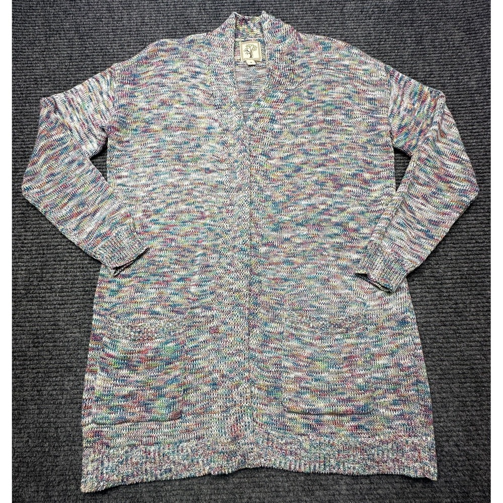 Colortree Cardigan Sweater Womens Small Multicolor Open‎ Front V Neck Longline